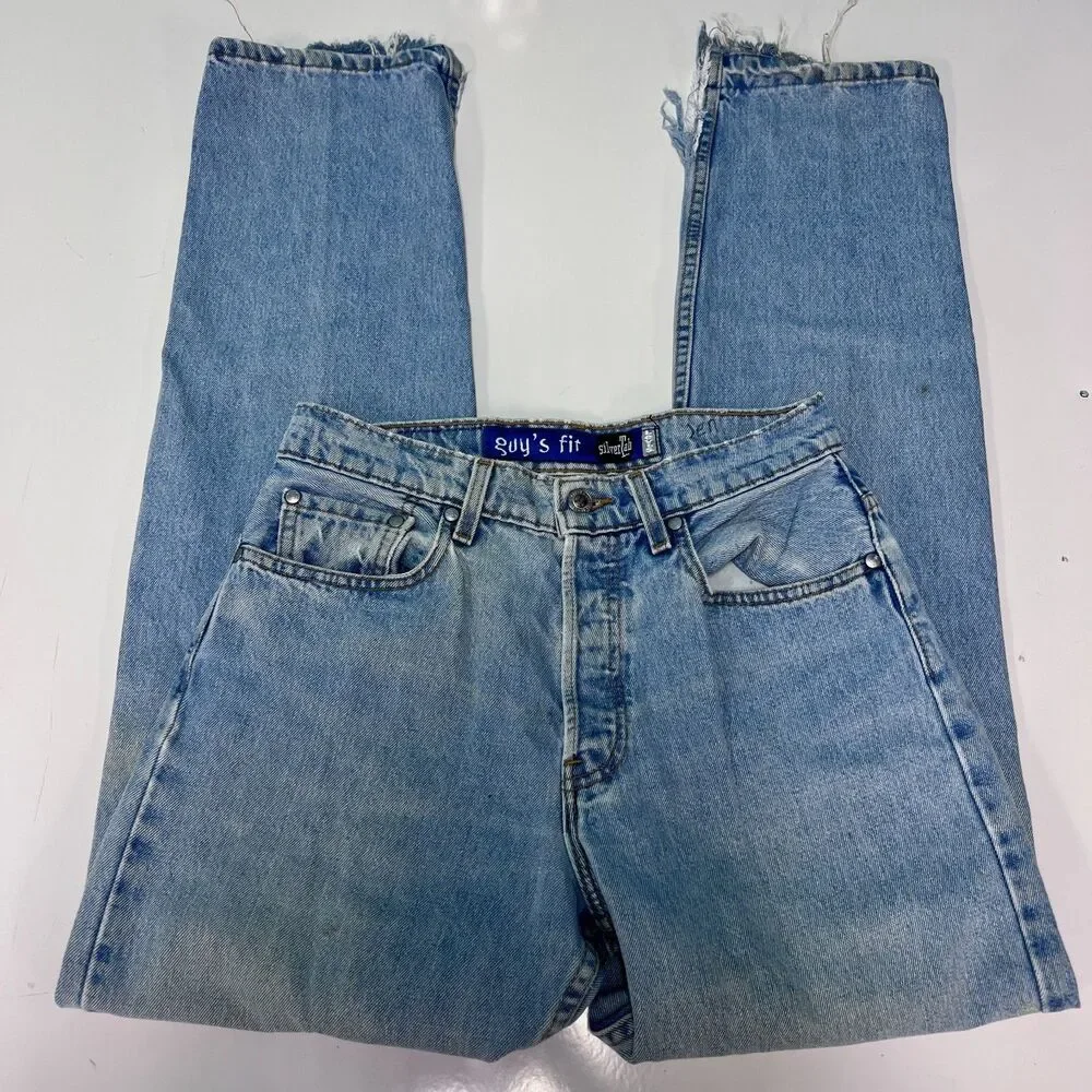 Vintage Levi's Silvertab Guys Fit Jeans Light Wash Distressed Thrashed USA 28x32